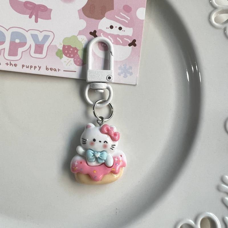 可爱面包猫咪白色钥匙扣ins少女心卡通挂件情侣闺蜜礼物钥匙挂饰|undefined