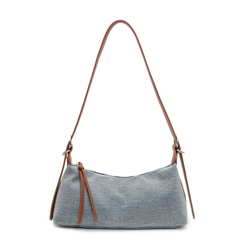 Bolso de axila retro estilo Hong Kong 2025 verano nuevo bolso femenino casual bolso de hombro de mezclilla moda contraste color bandolera marea