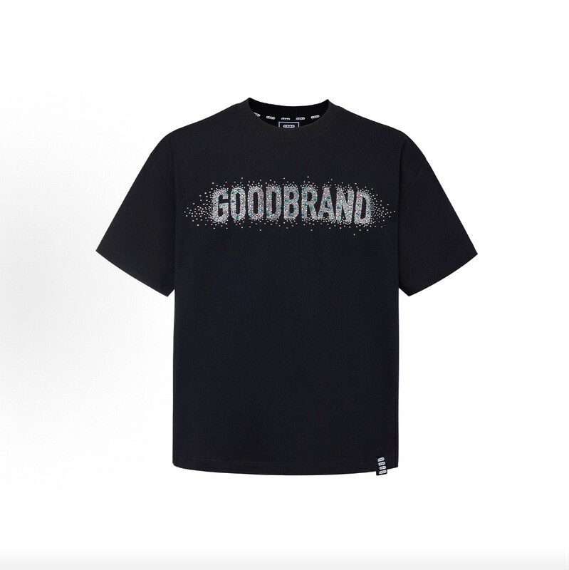 Correct Version Goodbrand New Model Good Short-Sleeve Full Rhinestone Crescent Slogan Luxury Fashion T-Shirt for Men and Women Correct Version Goodbrand New Model Good Short-Sleeve Full Rhinestone Crescent Slogan Luxury Fashion T-Shirt for Men and Women