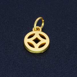 古法金保色电镀哑光中国风手串项链合金饰品配件铜钱挂坠083