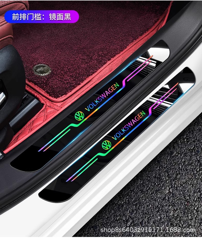Car Door Sill Protection Strip Acrylic Mirror Laser Welcome Light Pedal Thickened Anti-Scratch Wear-Resistant Strip