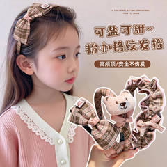 韩版可爱卡通小熊蝴蝶结发箍压发发卡高级感褶皱花边洗脸头箍发饰