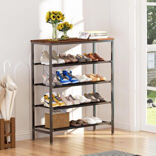 Cross-border hot selling Oxford cloth MDF iron multi-functional stitching shoe cabinet wooden living room balcony door assembly shoe rack