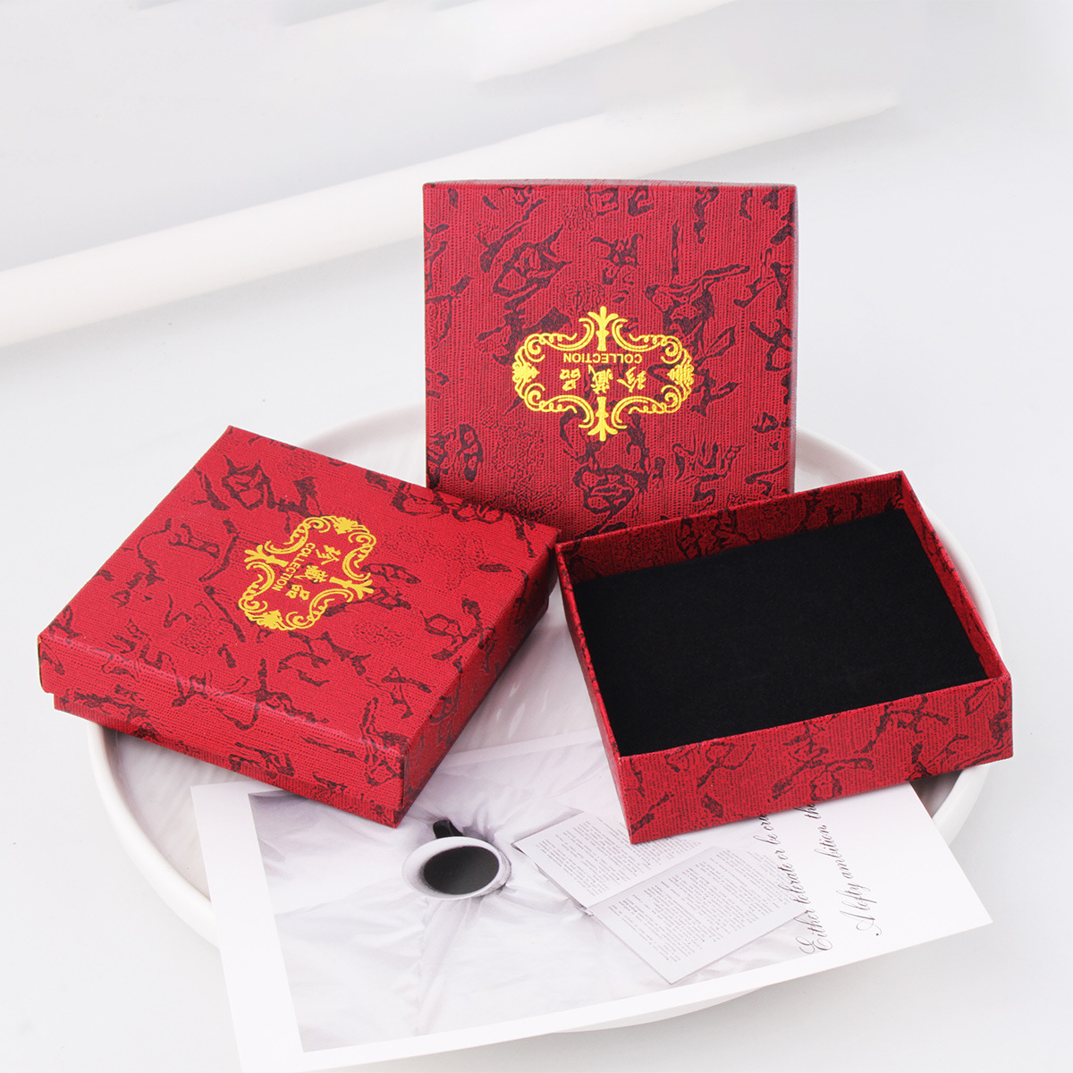 轻奢古典风首饰盒烫金设计手串手镯收藏品包装盒小套装礼盒