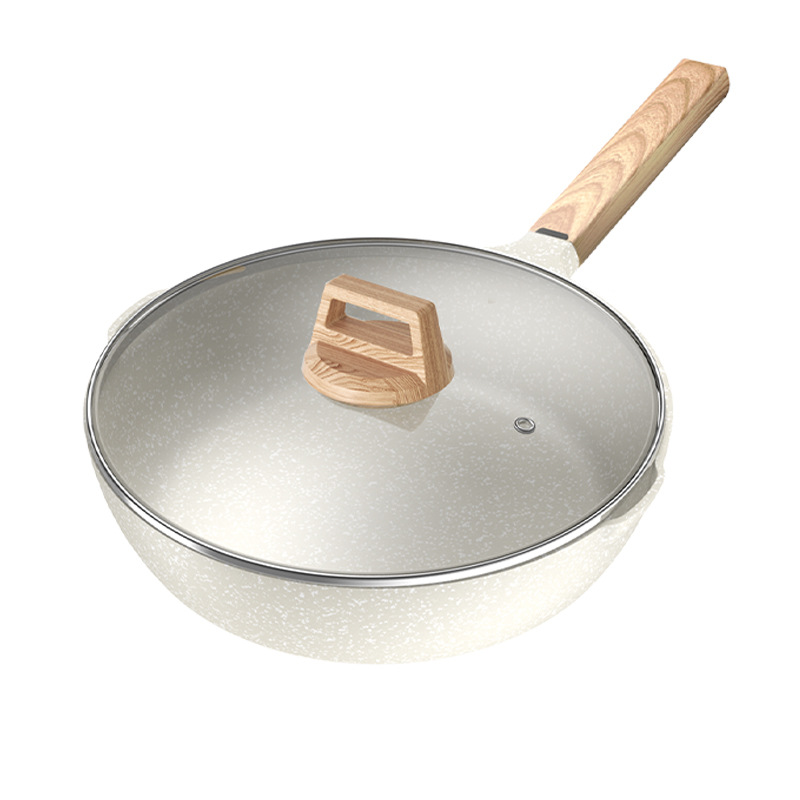 Yierjia transfronterizo maifan piedra antiadherente pan pequeño wok hogar wok menos lampblack cocina de inducción estufa de gas universal