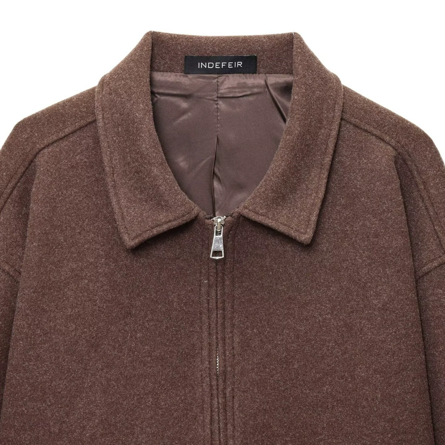 Летняя модная кофейная куртка с молнией, Woolen coat, европейский стиль