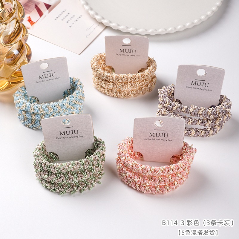 [Carga de tarjeta] sensación de alto nivel coreano de cabello de código de barras de moda de alta elasticidad de cabello anillo de cabello correa de cola de caballo