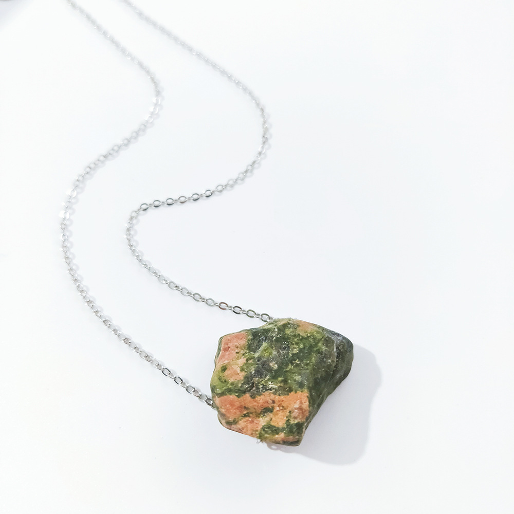 10g Weight Pendant Necklace Classification Retro Geometric Natural Stone Pendant Necklace 1 Piece
