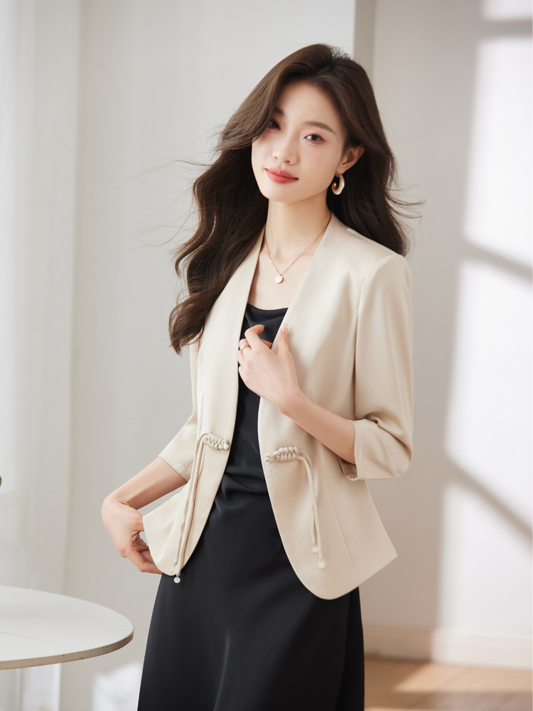 Spring summer fitted classic suit jacket