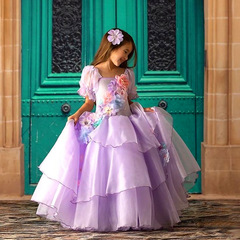 Magic of International Trade Cross-border Full House Cosplay Costume Purple Mirabel Child Princess Dress Role-playing Tutu Dress