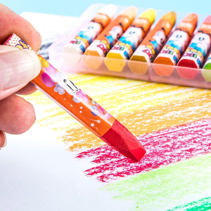 668 hexagonal aceite pintura palo 12 color crayón niños pintura traje graffiti arte pintura material estudiante papelería regalo