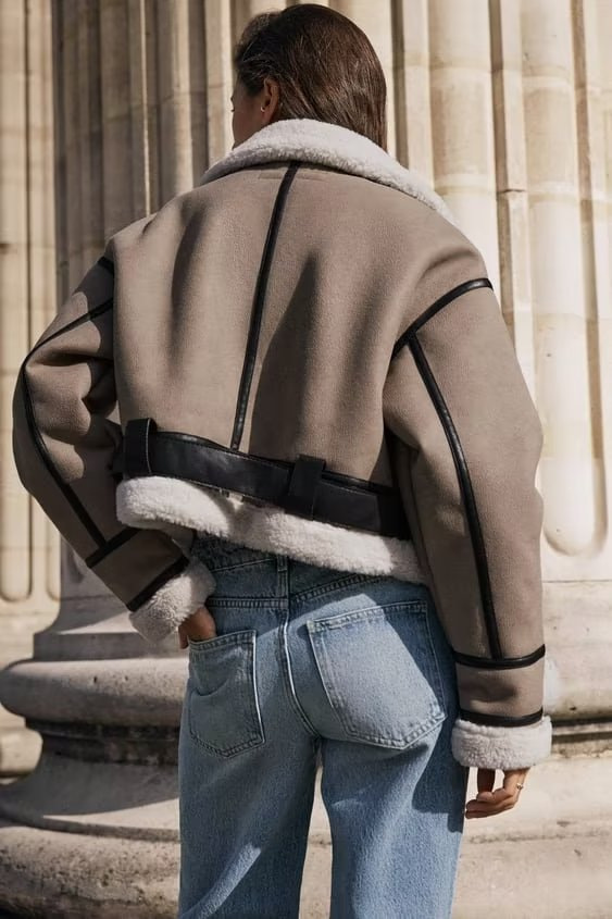 Women's Jacket Fur Lapel Thick Warm Double Sided Short Autumn Coat_voghion.com