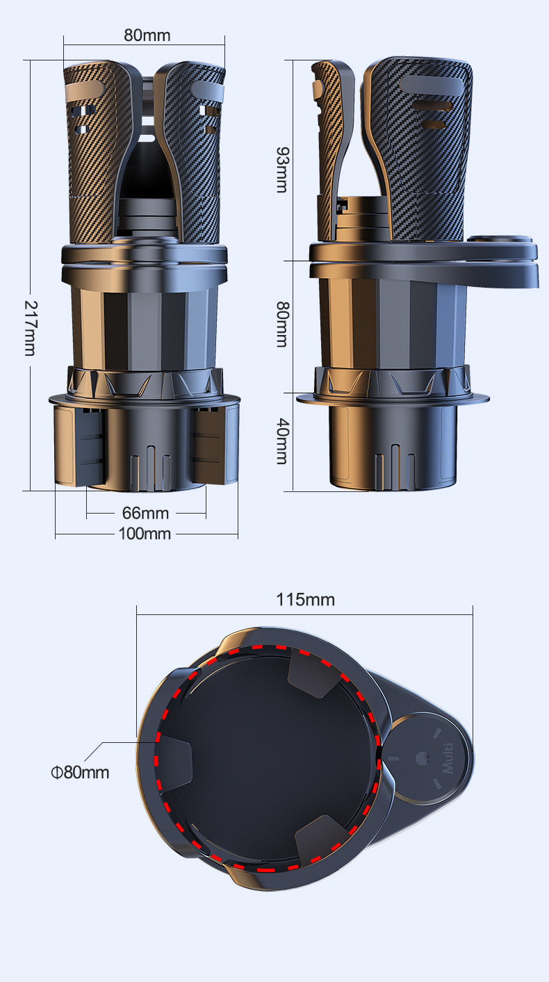 Cross-border car water cup holder multi-functional modified cup holder one minute two vacuum cup central control retractable car water cup holder