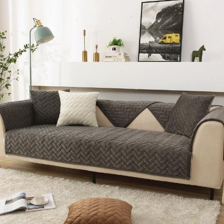 Plush Modern Simple Seat Cushion Thickened Non-Slip Leather Sofa Winter Style Cover Towel_voghion.com