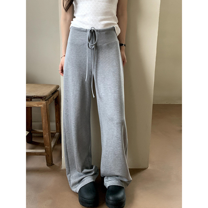 高腰休闲裤卫裤女秋冬新款女装2025休闲垂感裤子宽松阔腿拖地长裤|undefined