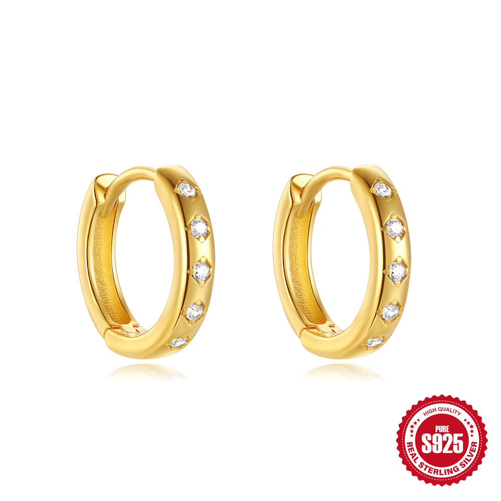 Todo fósforo europeo y americano s925 plata de ley uso diario estrella octogonal Opal/opal moda pendientes pendientes ganchos para los oídos