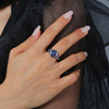 Blue diamond, fashionable sapphire ring with stone jade, wedding ring, European style, simple and elegant design