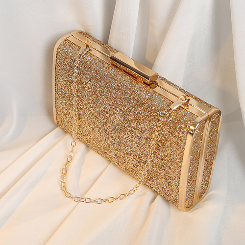 Cross-border  new style dinner bag fashion shiny chain crossbody small square bag banquet dress bridesmaid clutch bag for women