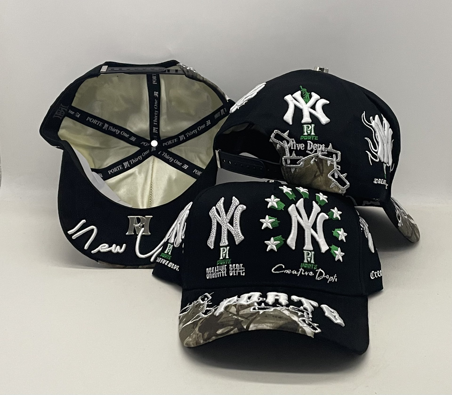 Nuevo Meike Duo Dandy bordado ajustable gorra de boca de pato borde curvo gorra de béisbol con diamantes barba tío