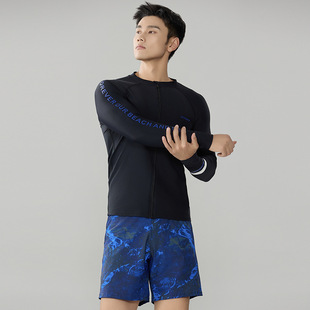 2025 New Men's Split Long-Sleeved Large Size Sun Protection Zipper Diving Surfing Rafting Popular Swimsuit Wholesale