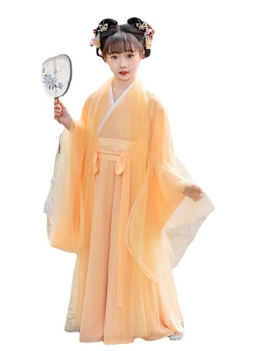 Chinese girls hanfu fairy dresses long sleeve wei jin wind wide sleeve outfit hanfu children guzheng costumes little girl