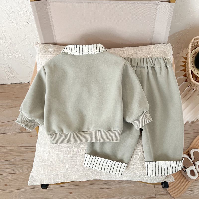 106059819@qq.com Conjunto Infantil Masculino de Manga Comprida, Estilo Novo, para Crianças e Bebês, Conjunto Elegante de Duas Peças para Passeios na Primavera, Fofo_voghion.com