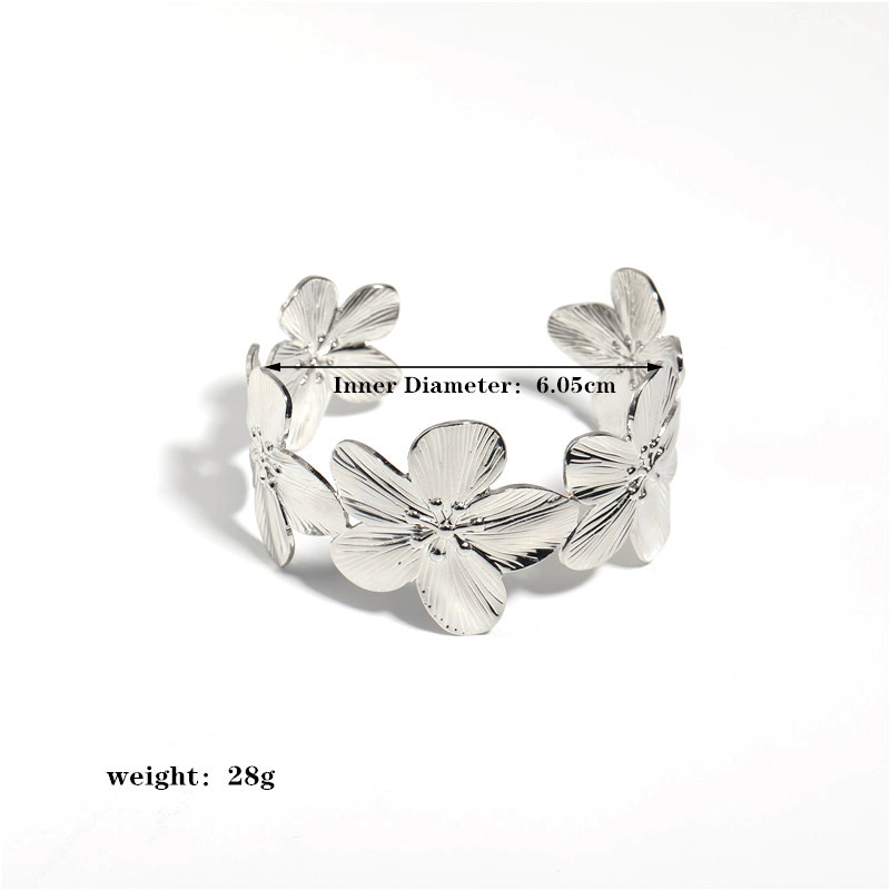 Flower Pattern Women's Gender 304 Stainless Steel Plating Flower Copper Bracelets