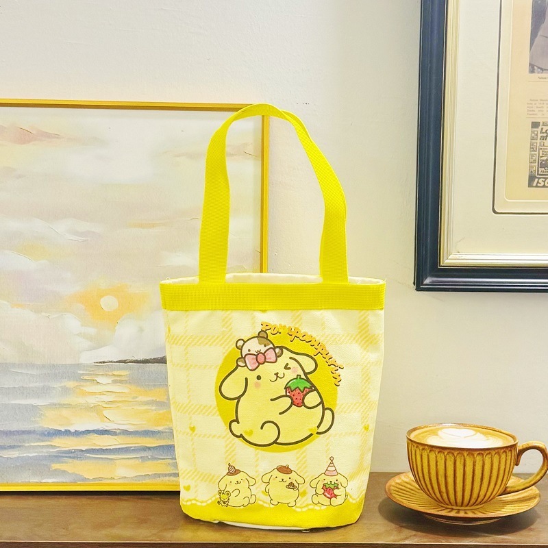 かわいいイラストプリントバケツバッグハンドバッグキャンバスバッグ少女心ママバッグ弁当袋出勤バッグ|undefined