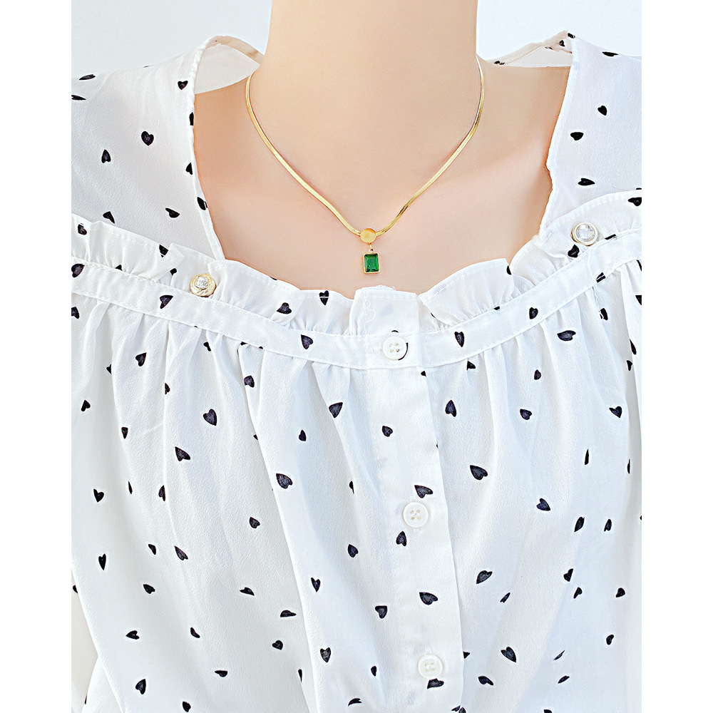 Elegant Square Stainless Steel Necklace Plating Zircon Stainless Steel Necklaces_colorza_6