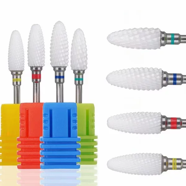 Bullet-Shaped Ceramic Nail Drill Bit, Double-Step Corn Bullet-Shaped Nail Drill Tool, In-Stock Matte Finish