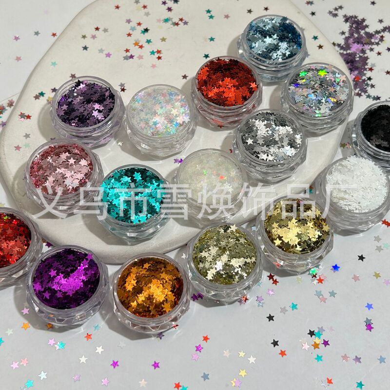 3mm Five-Pointed Star Sparkling Laser Sequins Nail Art Accessories Silver Stars DIY Handmade Toys Crafts Materials