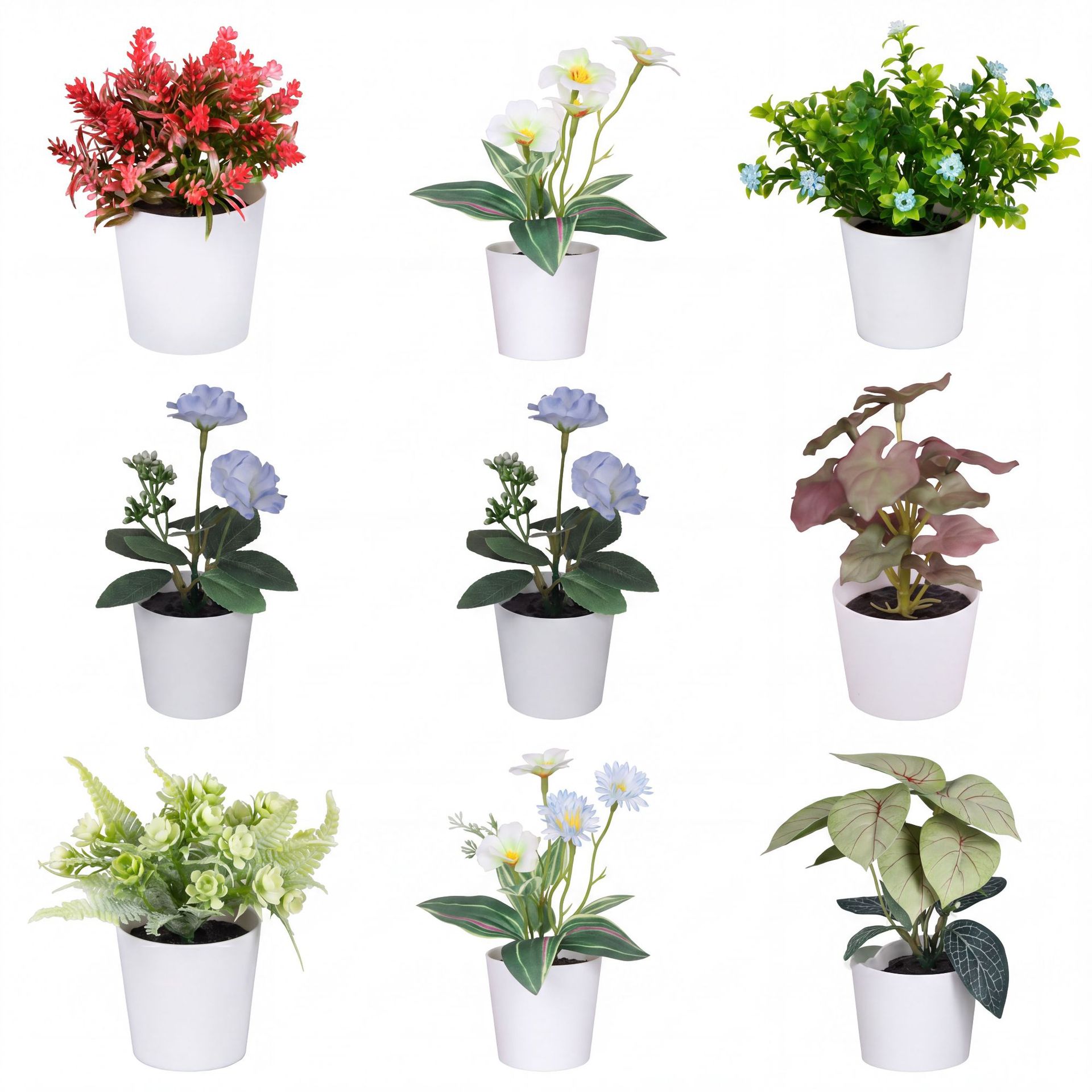 Más de 100 tipos de flores y plantas verdes artificiales, combinaciones de plantas artificiales en macetas de plástico, flores artificiales de gran venta transfronterizas, mini bonsáis artificiales, fuentes de suministro. image 6