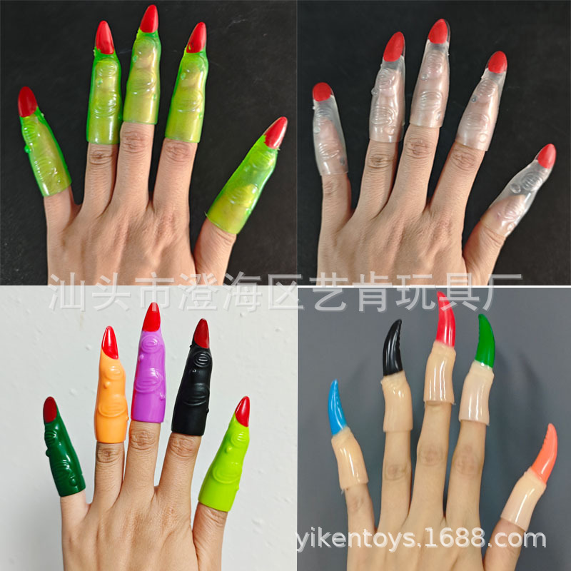 Halloween Witch Nails Ghost Nails Kidsren's Toys Dance Dress Props Fake Long Finger Sets Witch Nails