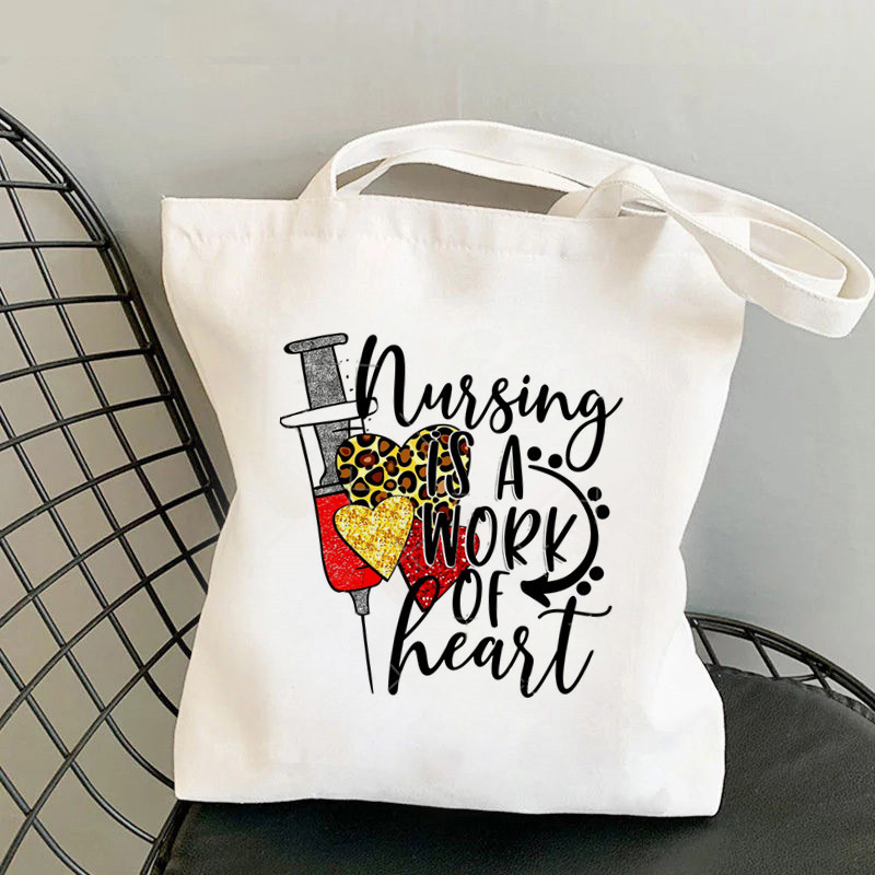 Comercio exterior transfronterizo Nursing Essentials impresa bolsa de lona Harjuku bolsa de hombro bolsa de mano bolsa de compras en stock