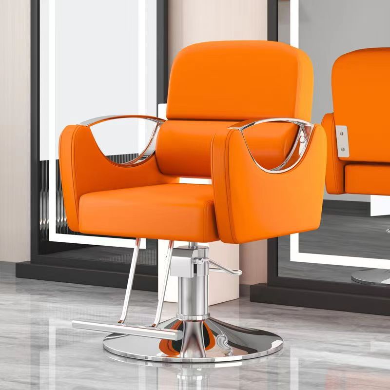 Silla de peluquería, peluquería, barbería, asiento giratorio, silla de corte de pelo simple de acero inoxidable, silla elevadora de afeitado inclinable