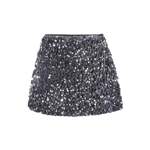 Popular half skirt black glitter skirt 2024 spring new style bustier skirt A-line short skirt
