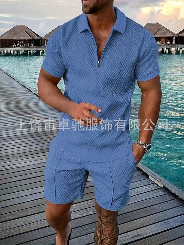 2025POLO ジッパーシャツ半袖スーツ独立系越境欧米紳士服新作独立系供給カジュアルスポーツ|undefined