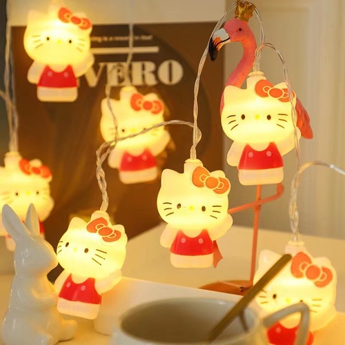 凯蒂猫卡通led串灯 可爱HelloKitty猫头彩灯儿童房间装饰灯串小灯