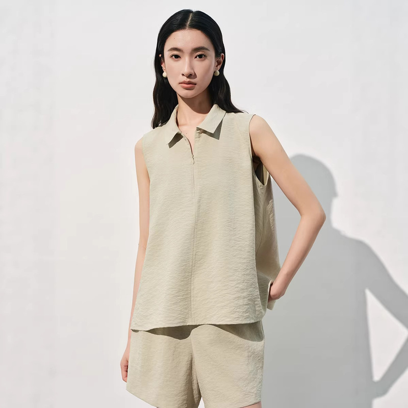 2026 Spring/Summer New Silk Sleeveless Shirt Breathable Slimming Commuter Casual Light Luxury Loose Top Wholesale