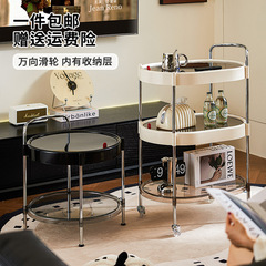 置物架家用轻奢可移动多层多功能客厅圆形茶几床头零食玩具小推车