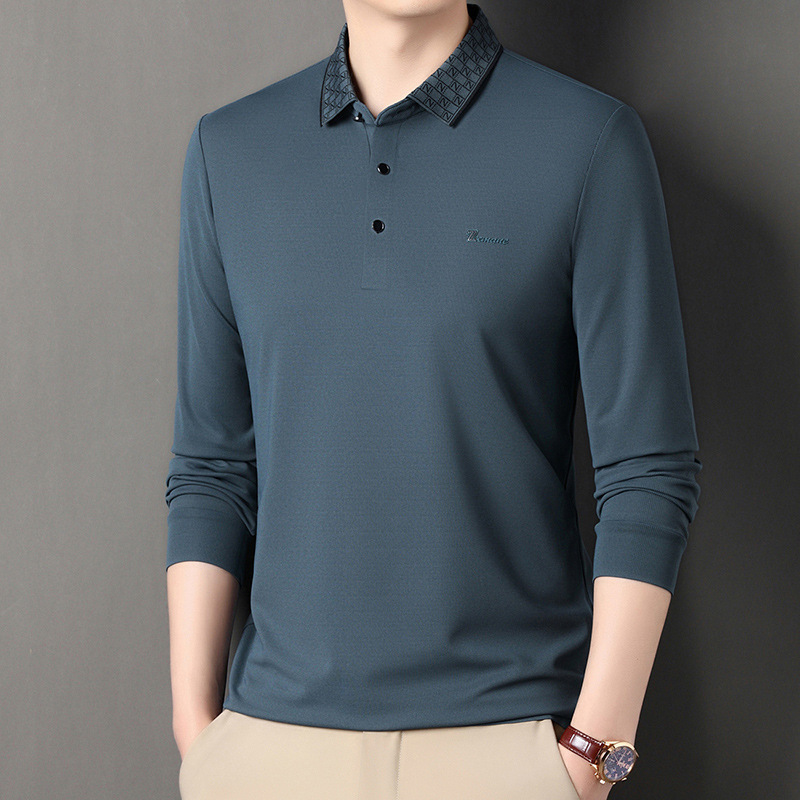 Brand Autumn and Winter Men's T-shirt POLO Shirt Business Casual High-end All-match Non-ironing Seamless Long-sleeved Base Shirt Brand Autumn and Winter Men's T-shirt POLO Shirt Business Casual High-end All-match Non-ironing Seamless Long-sleeved Base Shirt