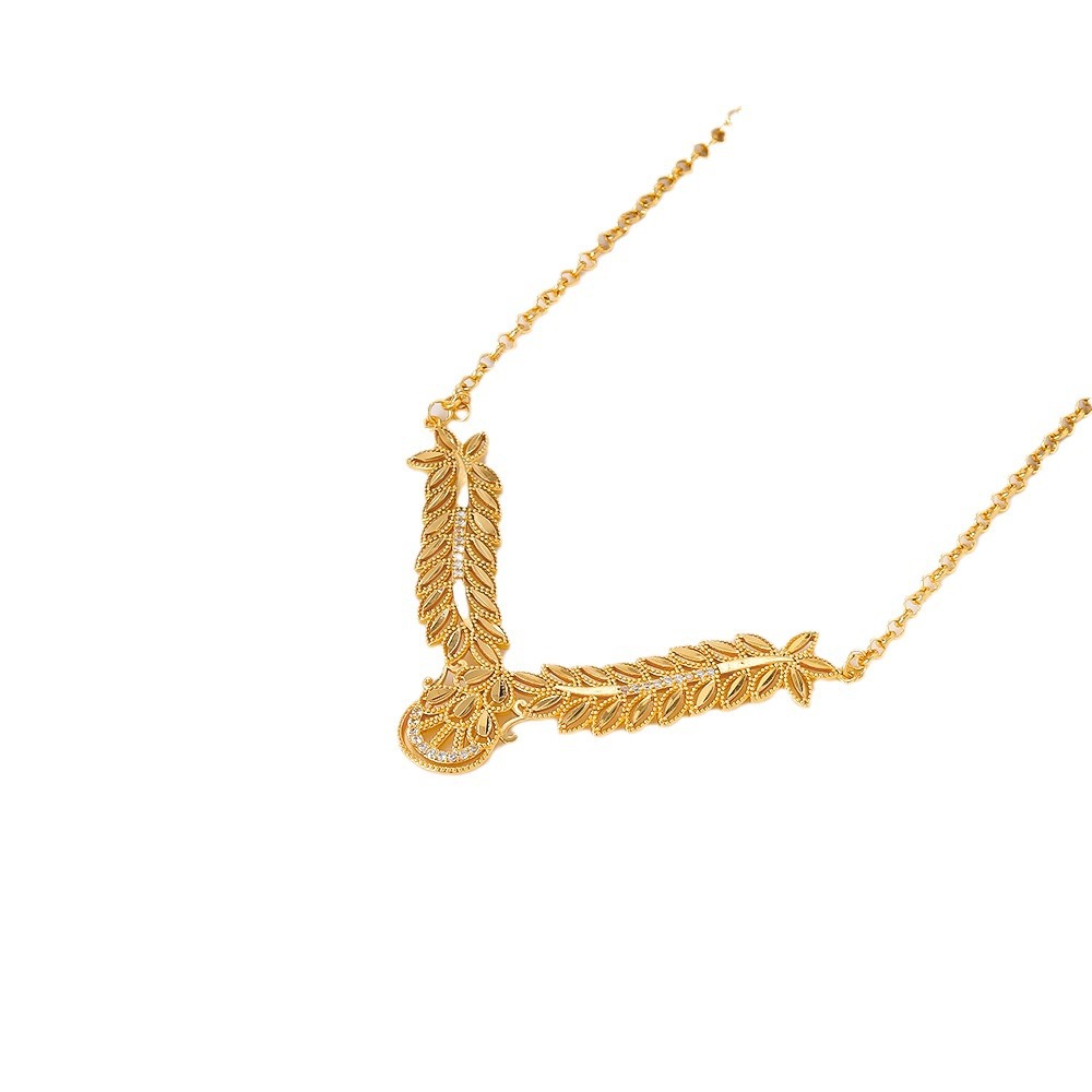 Joyas de estilo transfronterizo de Oriente Medio aretes collar conjunto de bronce para mujeres joyas de moda de dos piezas pernos image 6