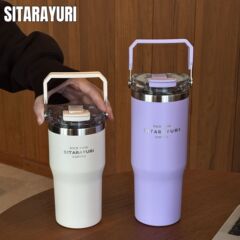 SITARAYURIダブルドリンク手持ちアイスカップ大容量ステンレス保温カップ保温保冷ハンドルストローカップ
