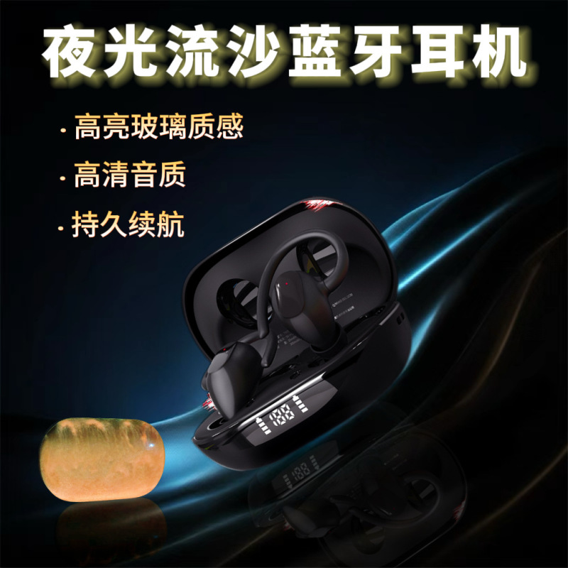 カスタマイズ可能なAmazon人気の発光流砂Bluetoothヘッドセット、耳掛けタッチコントロール、超長バッテリー寿命、バイノーラルステレオ|undefined