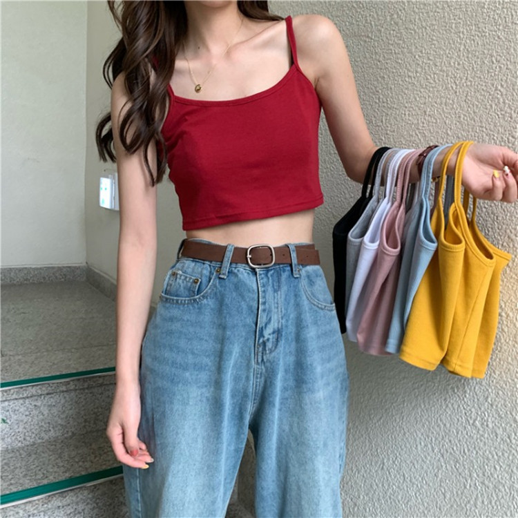 Hot Girl Small Camisole Women's Summer Internet Popular Inner Wearing Outer Wearing Short Tube Top Backing Sexy Beautiful Back Navel ins Trendy