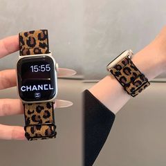 apple适用98运动弹力10苹果手表豹纹watch表带iwatch编织回环