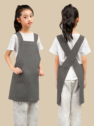 Custom Logo Printed Checkmark Children's Apron Calligraphy Waterproof Painting Cover Coat Kitchen Preschool Boys and Girls