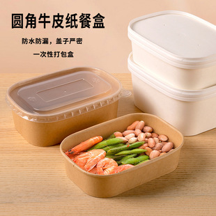 Disposable Packaging Box Outdoor Kraft Paper Lunch Box Camping Style Picnic Lunch Box Tableware Camping Style Fast Food Lunch Box Fruit