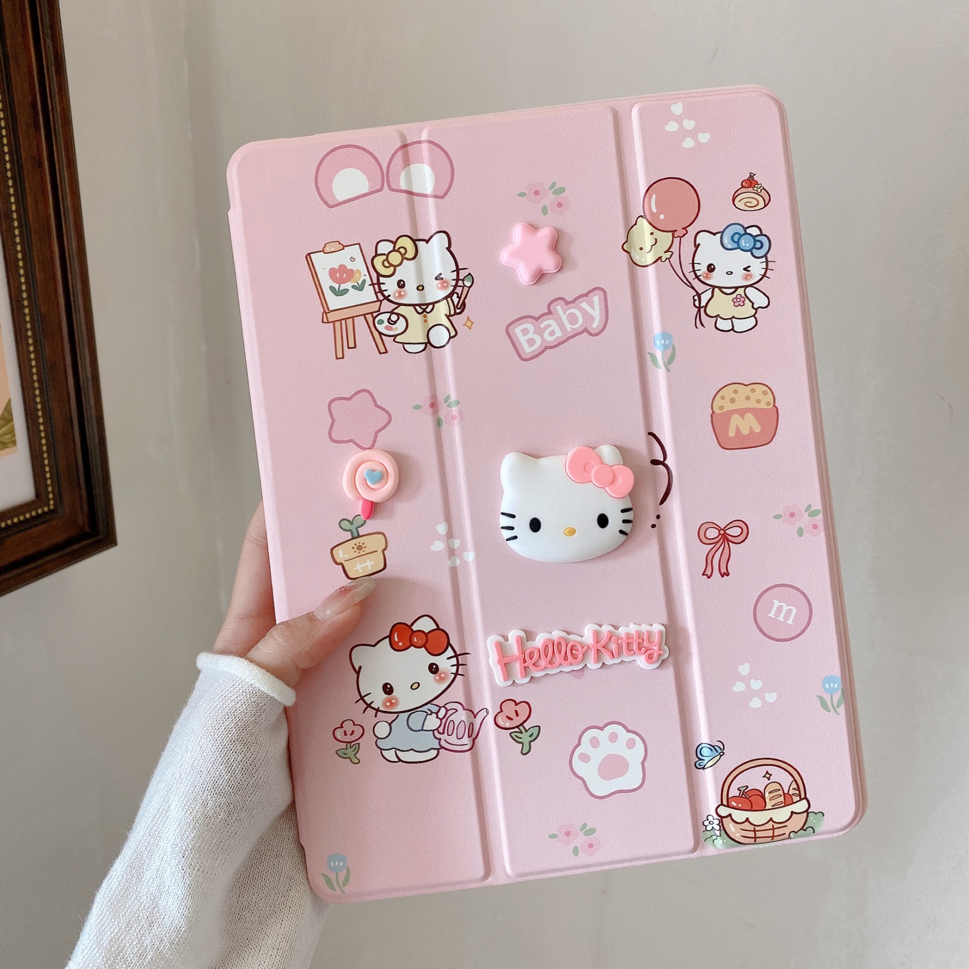 Suitable for Apple Huawei Tablet PC Protective Leather Case 3D Cute Cartoon Drop-resistant Protective Case with Pen Slot