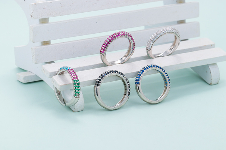 10g Weight Zircon Inlay Material Birthday Occasion Fashion Color Micro-inlaid Diamond Copper Ring Wholesale